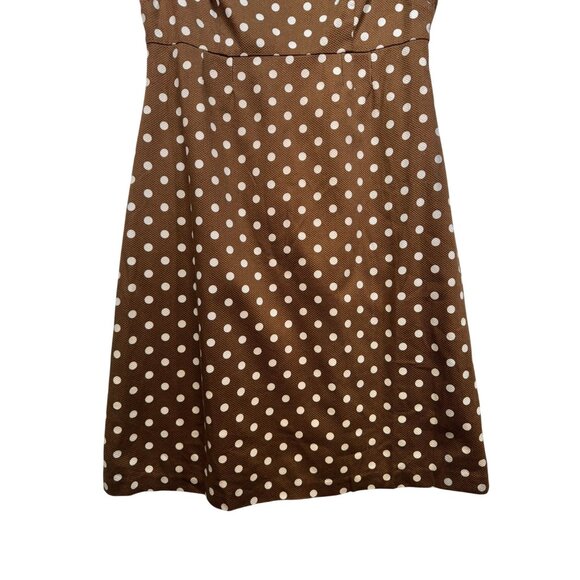Dressbarn Polka Dot Sleeveless Dress Size 8 Brown & White - Picture 8 of 11